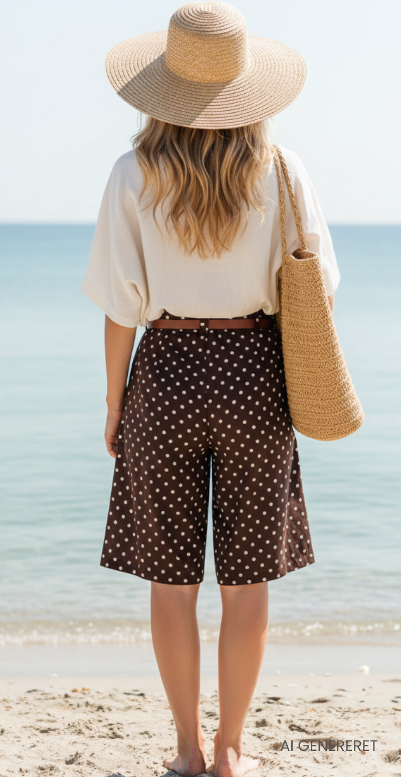 Forudbestil uge 28/29 Emma bermuda shorts med prikker og bælte brun LikeLondon
