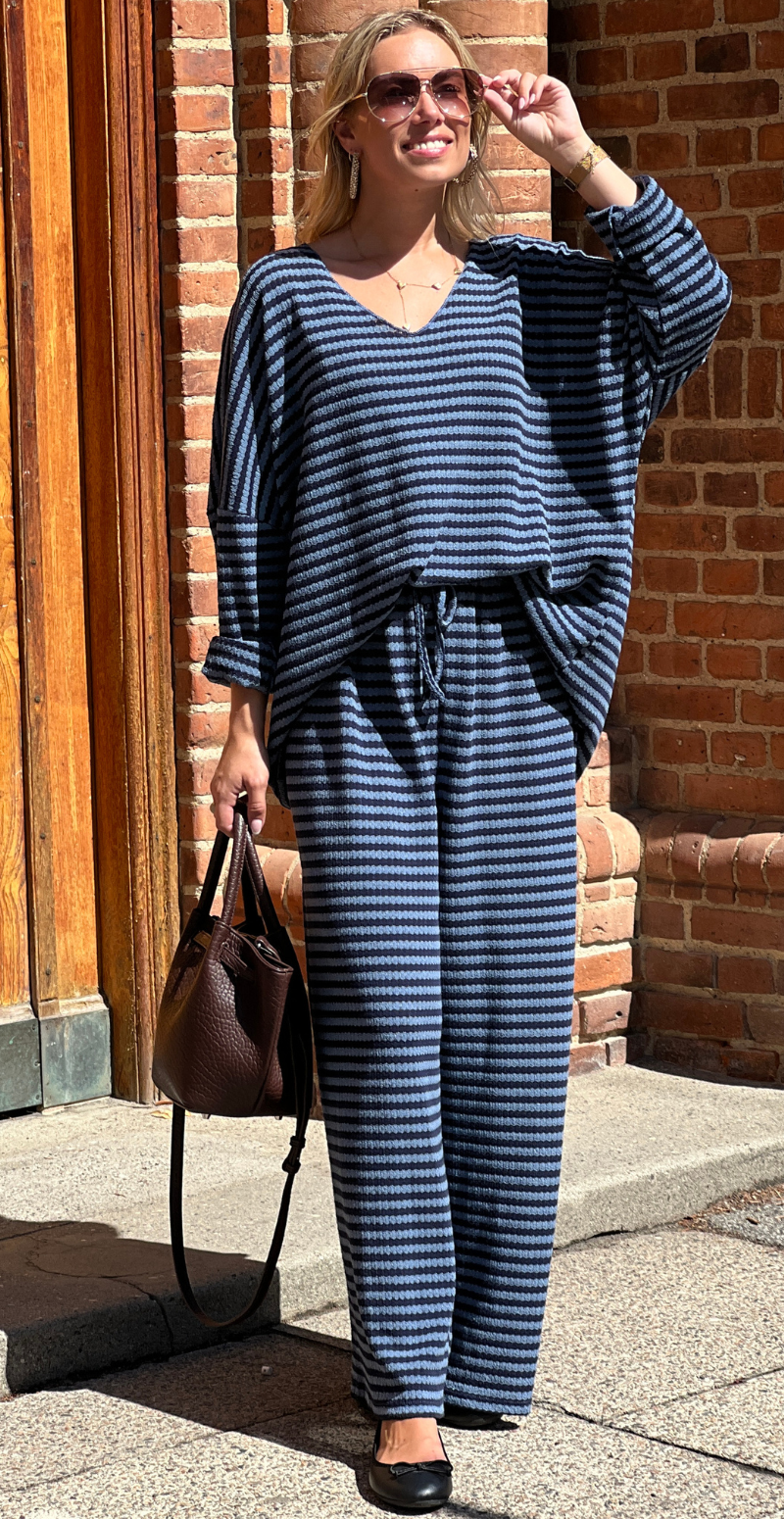Mira strikket sæt i 2 dele navy/denim LikeLondon