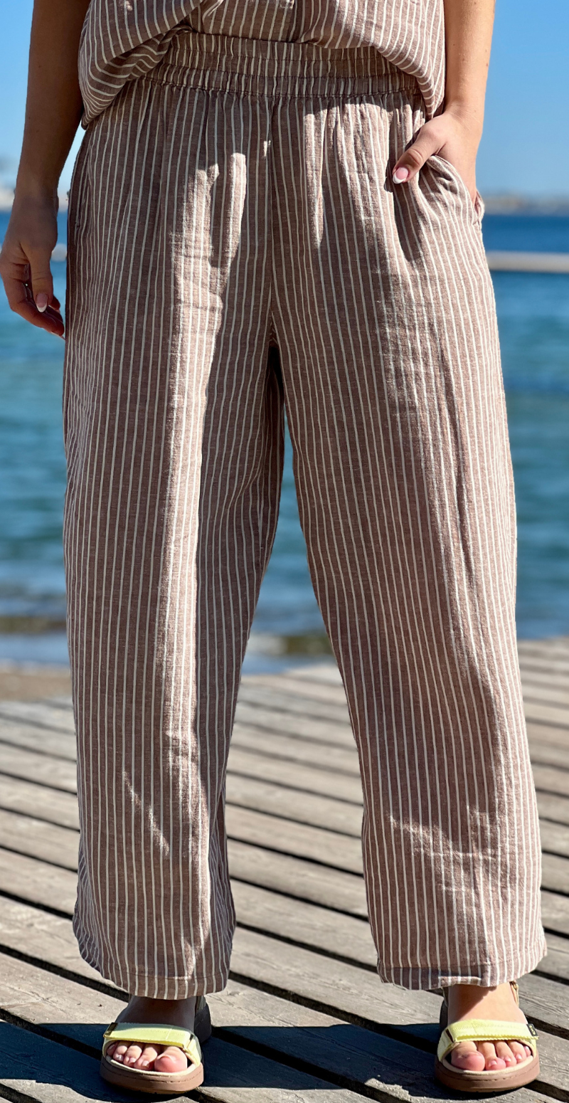 Falakka cropped hørbukser woodsmoke stripe B.young