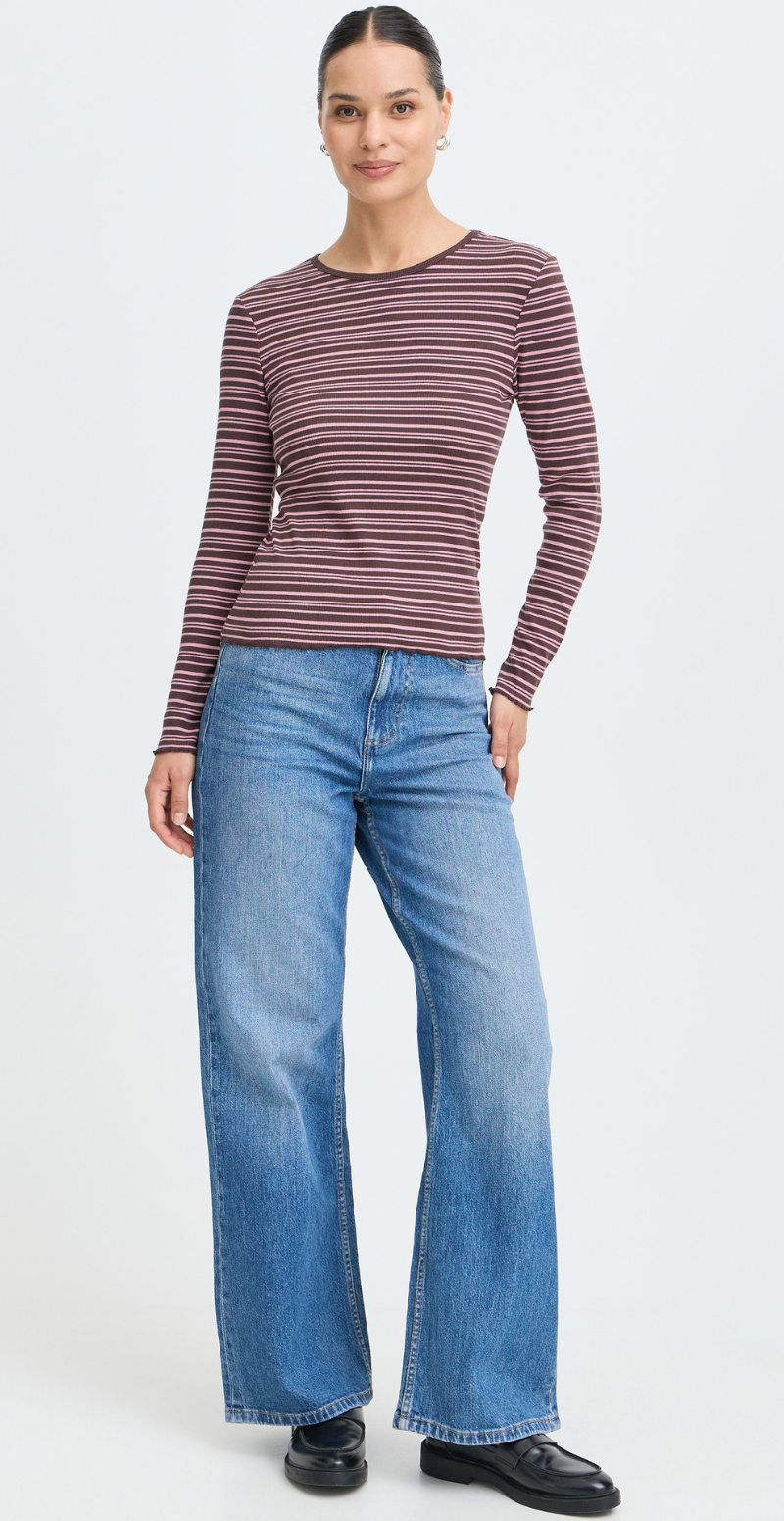 Tone langærmet t-shirt Java/Polignac stripe B.Young