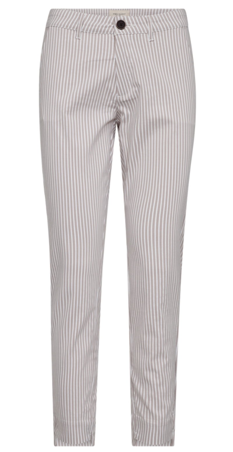 Rex bukser med striber taupe w. off-white