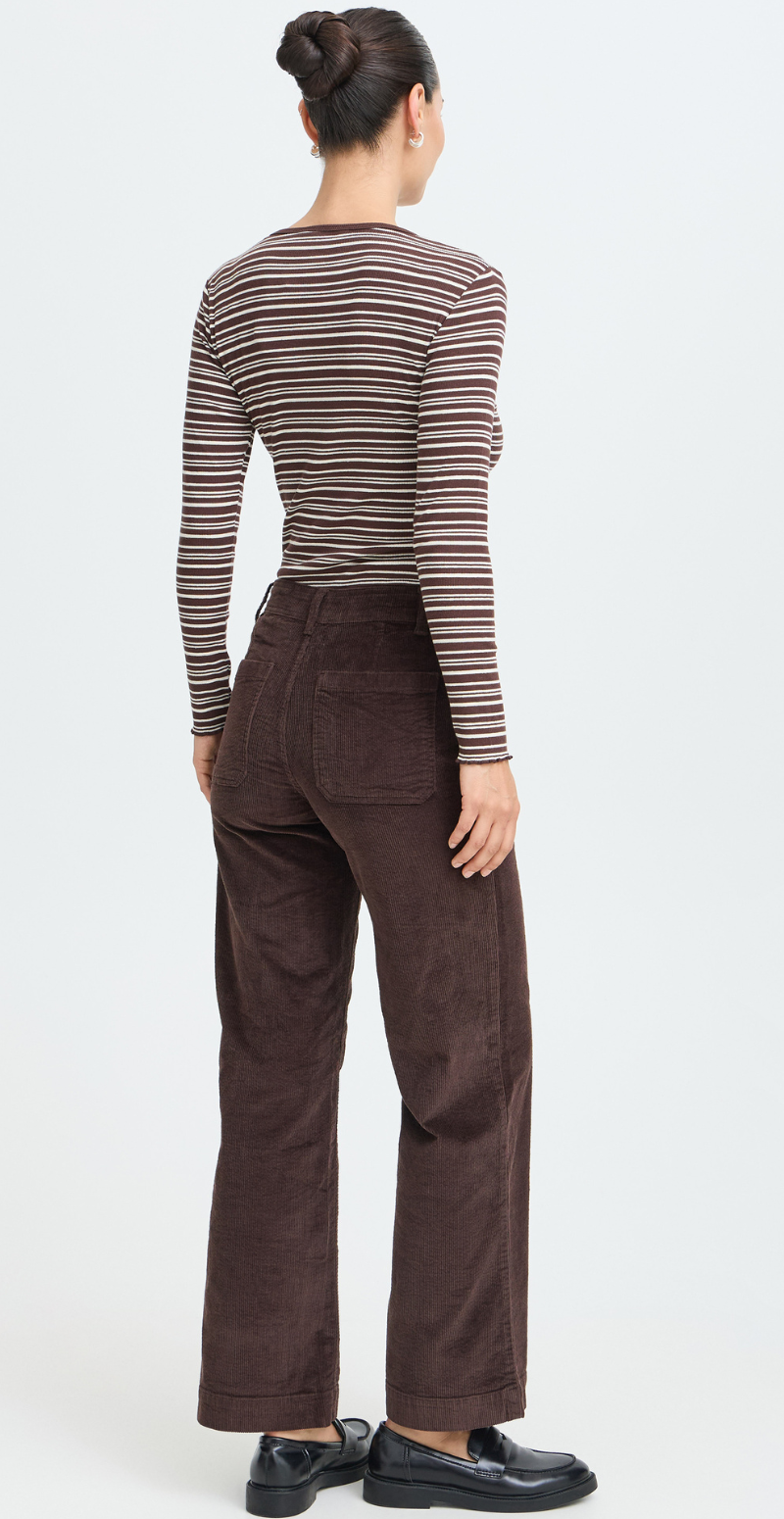 Tone langærmet t-shirt Java/Birch stripe B.Young