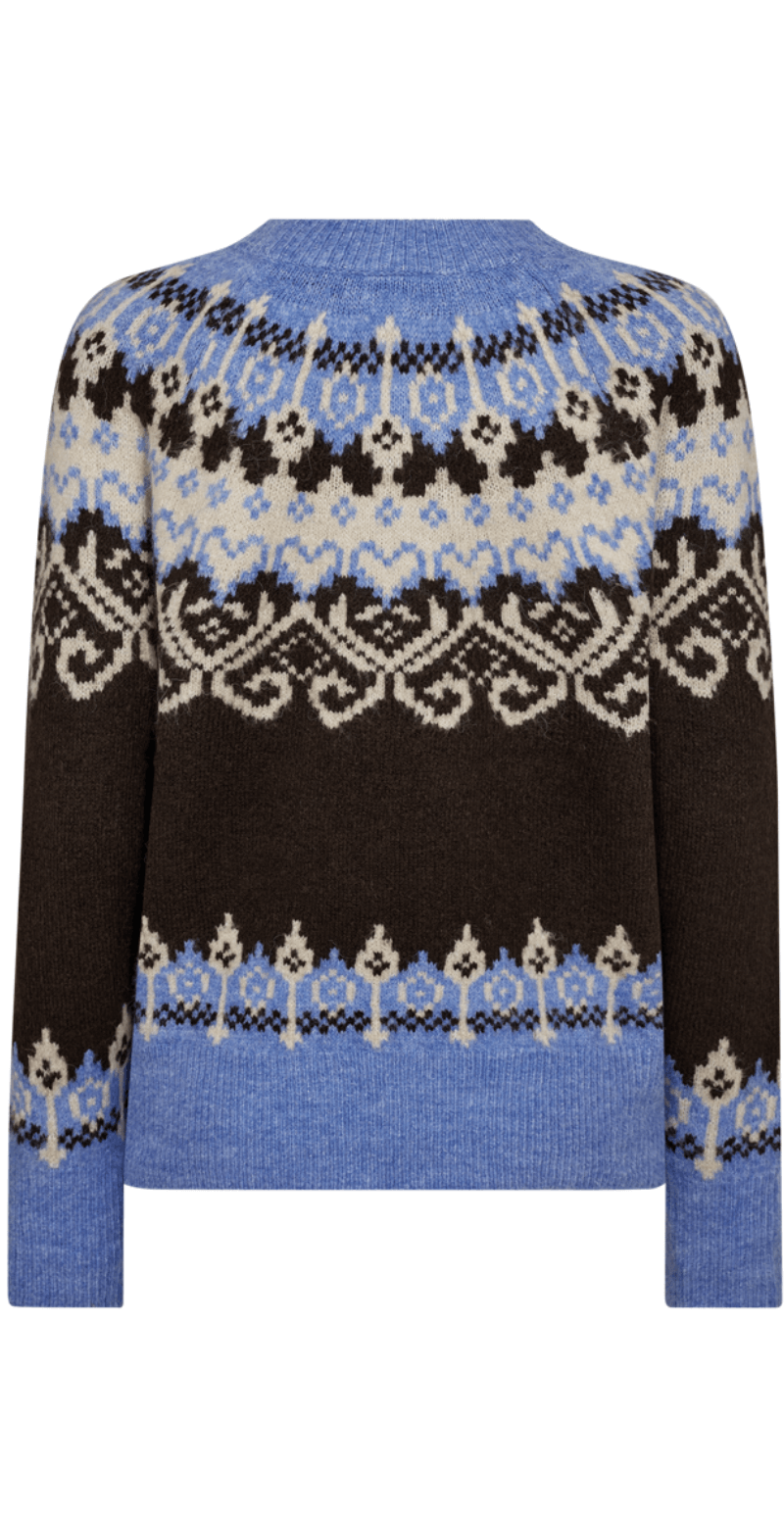 Merla pullover i uldblanding med mønster coffee bean w. wedgewood