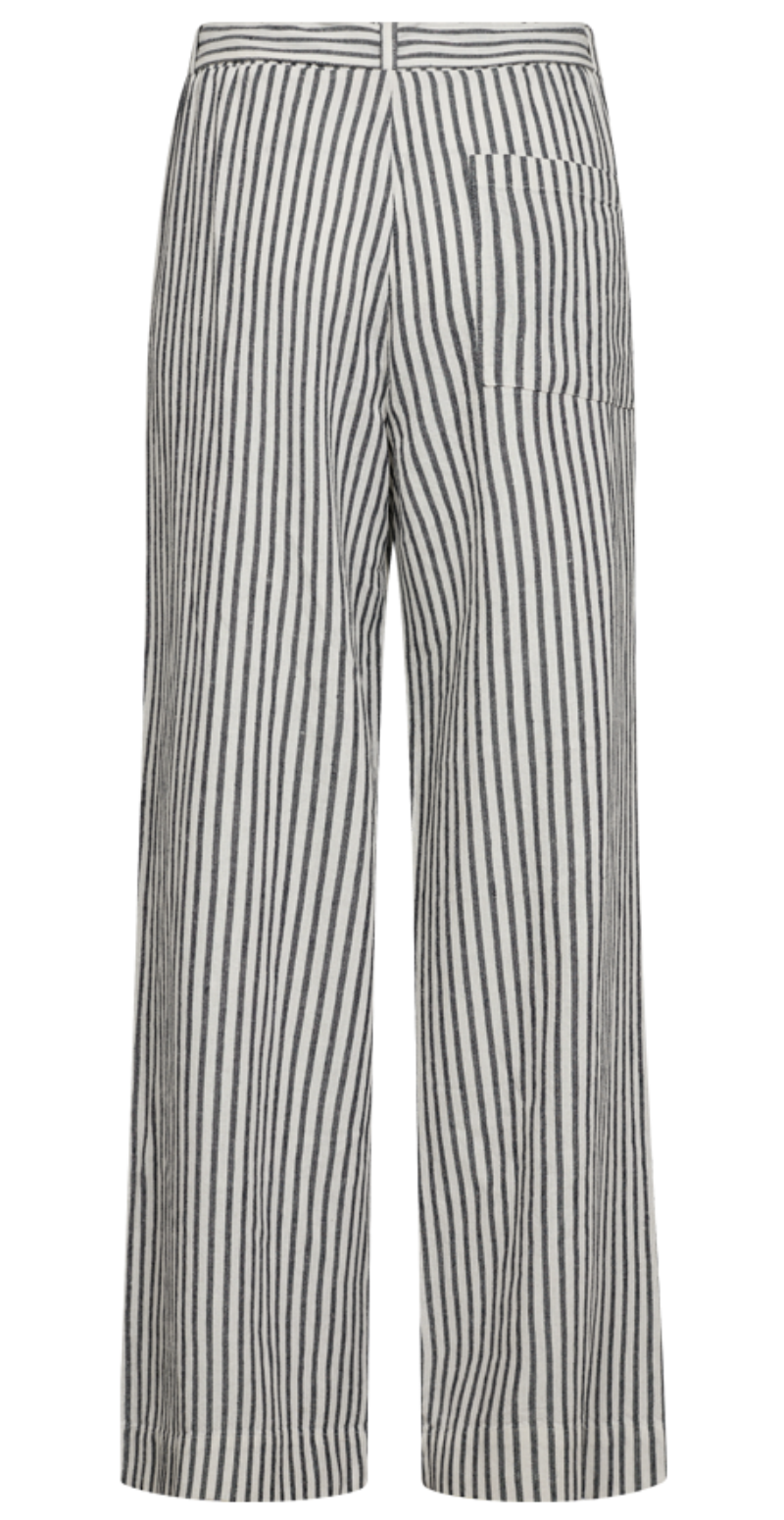 Lavisco hørbukser med lommer og bindebånd offwhite w. navy