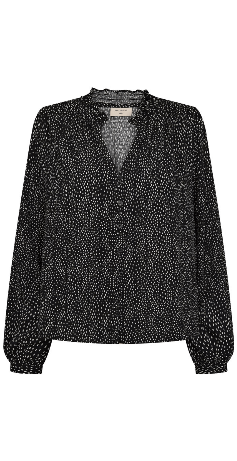 Adney bluse med prikker black w. moonbeam