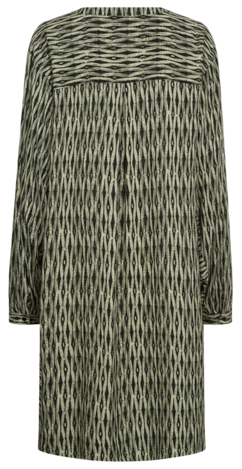 Adney kjole med mønster deep lichen green w. black