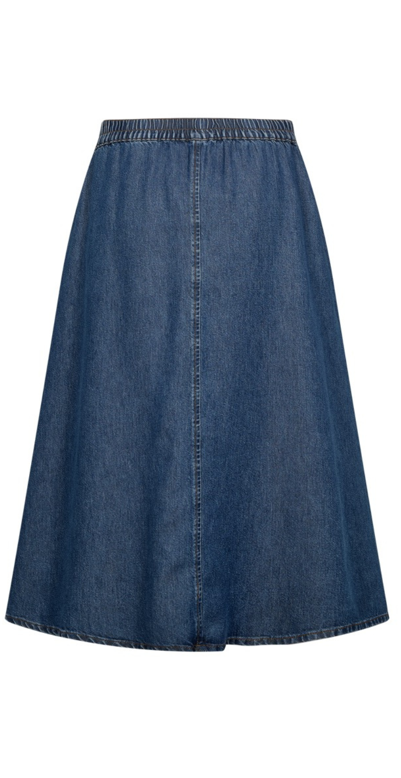 Milo nederdel med lommer og slids medium blue denim Freequent