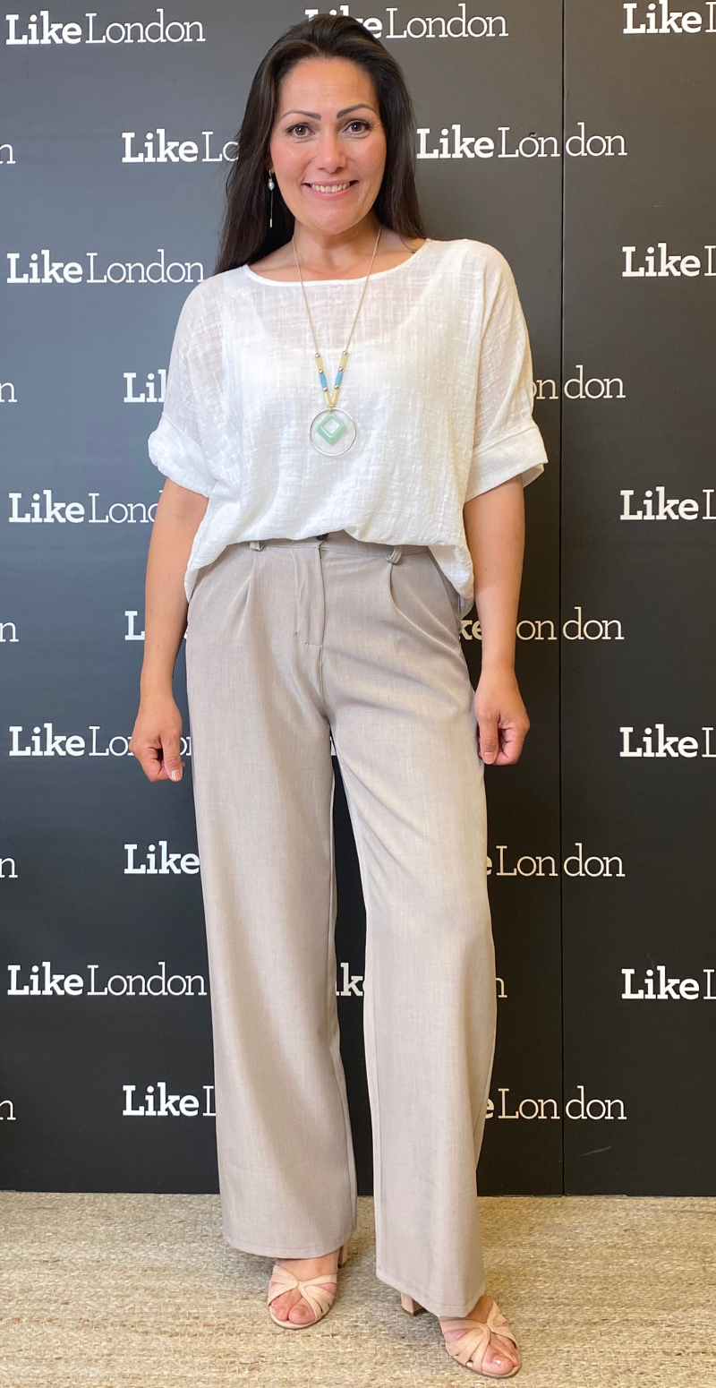 Chili habitbukser med bælteloops taupe LikeLondon By Christina