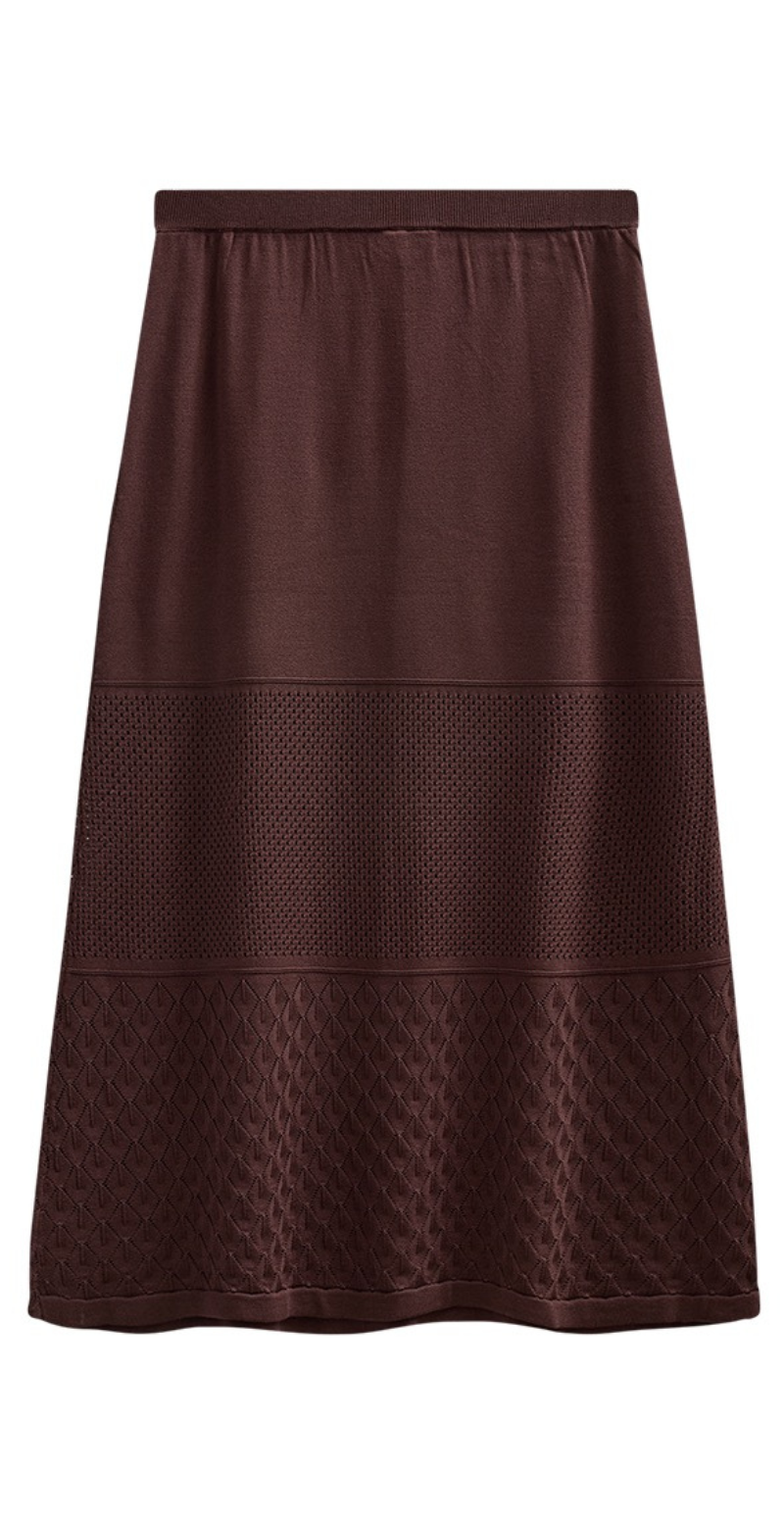 Lucky nederdel med hulmønster coffee bean Freequent