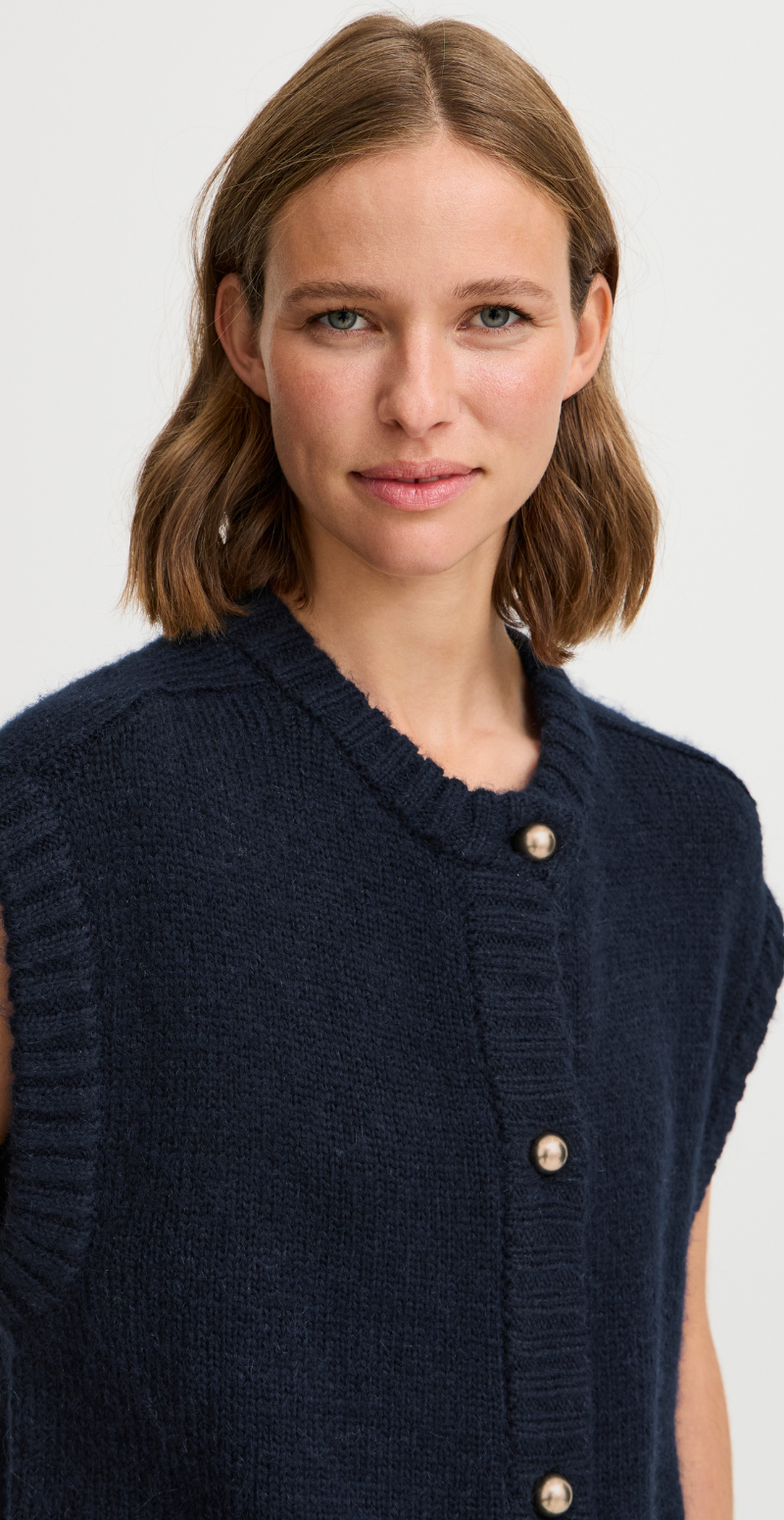 Oksana strikvest navy blazer melange