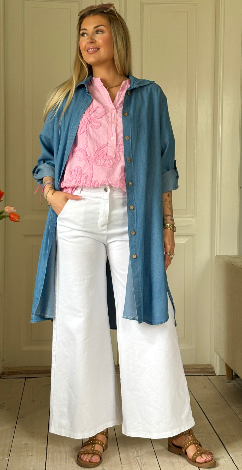 Ivy denim kjole med knapper medium jeans LikeLondon