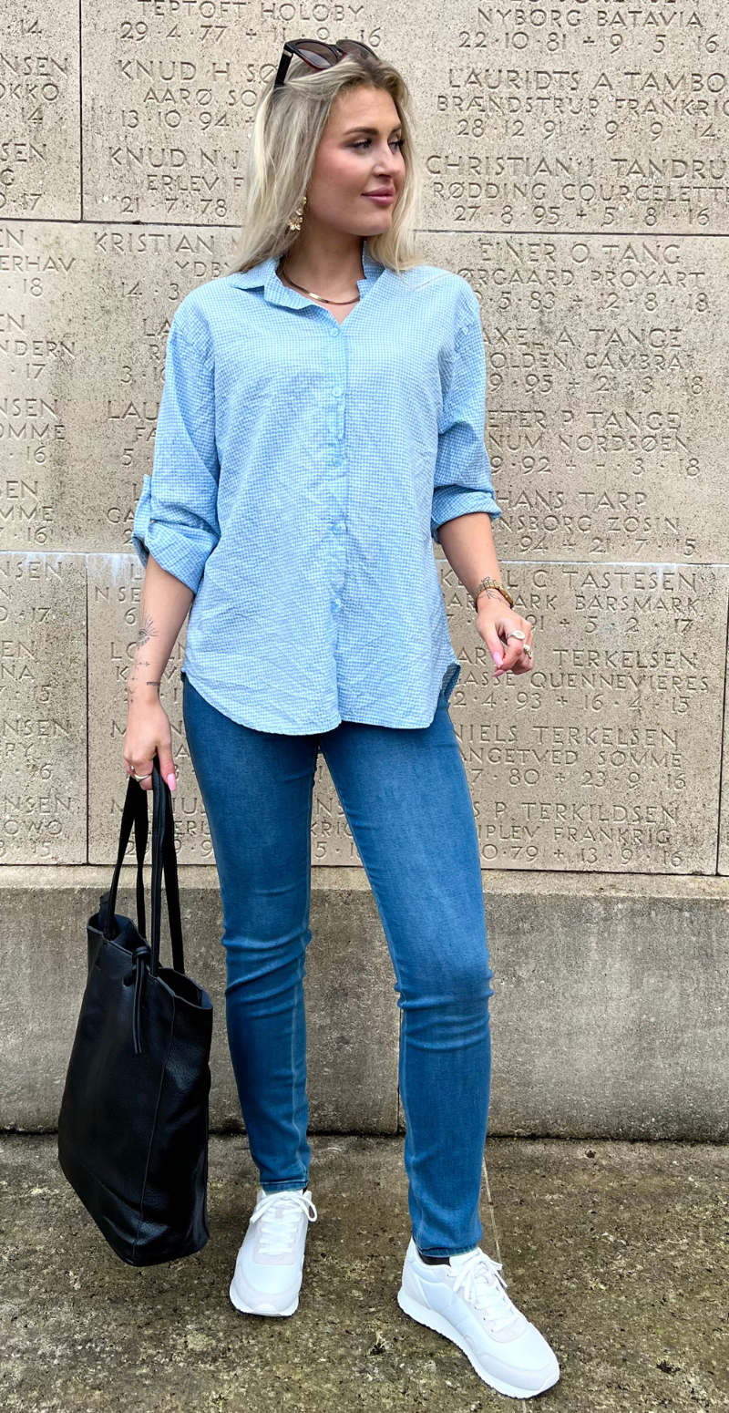 Ingrid skjorte med tern blå LikeLondon