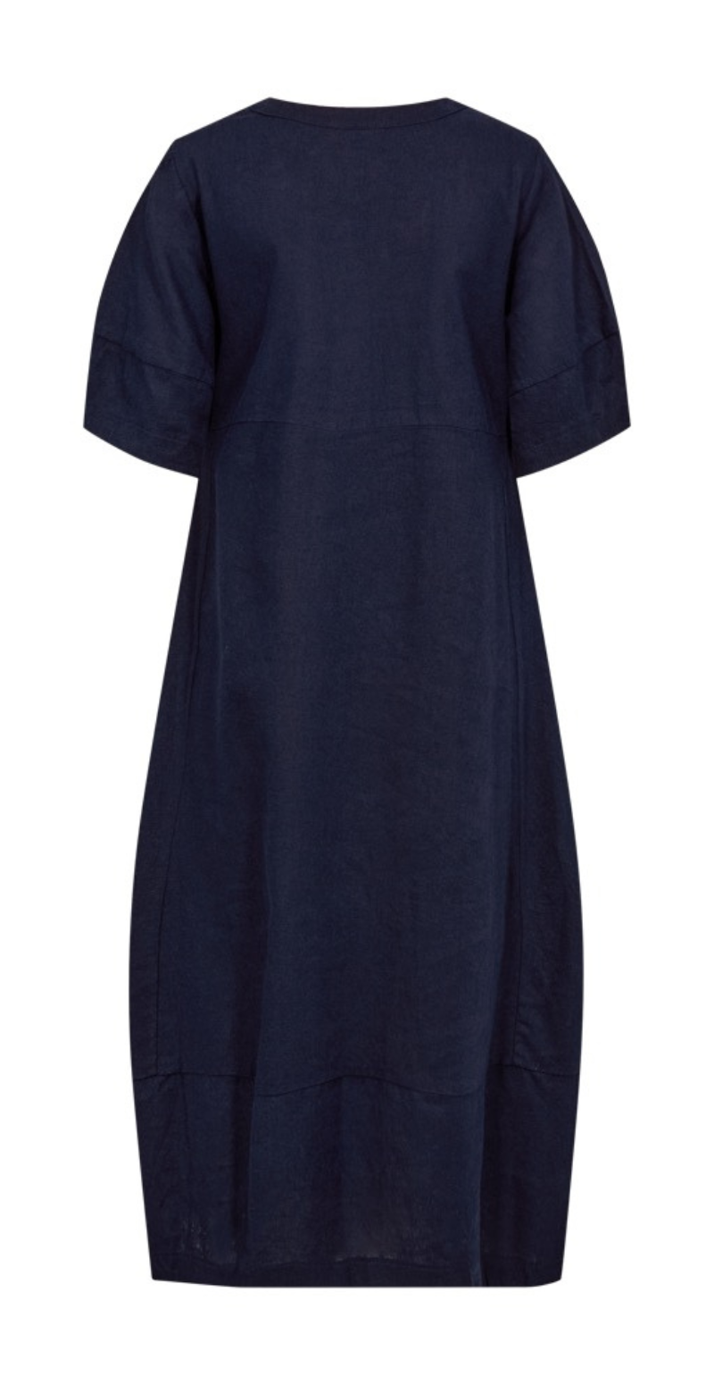 Lava hørkjole med lommer og knapstolpe navy blazer Freequent