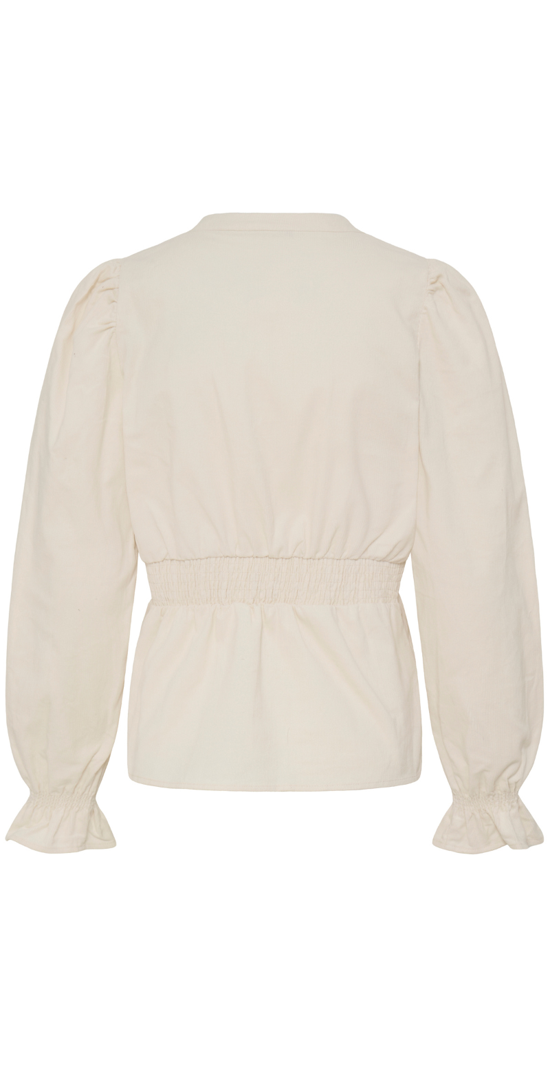 Denord gennemknappet fløjlsbluse birch B-young