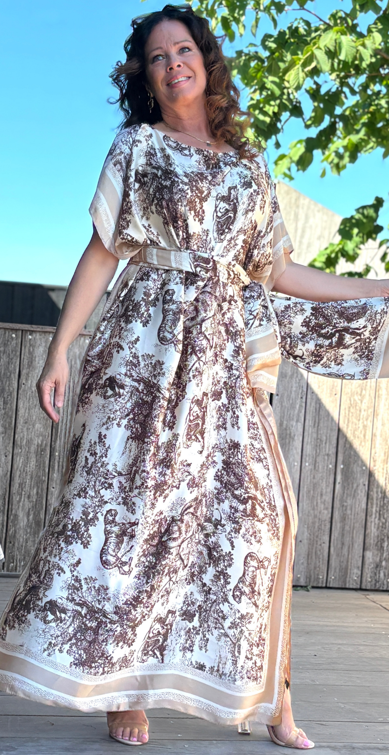 Lang sarong med jungleprint beige LikeLondon