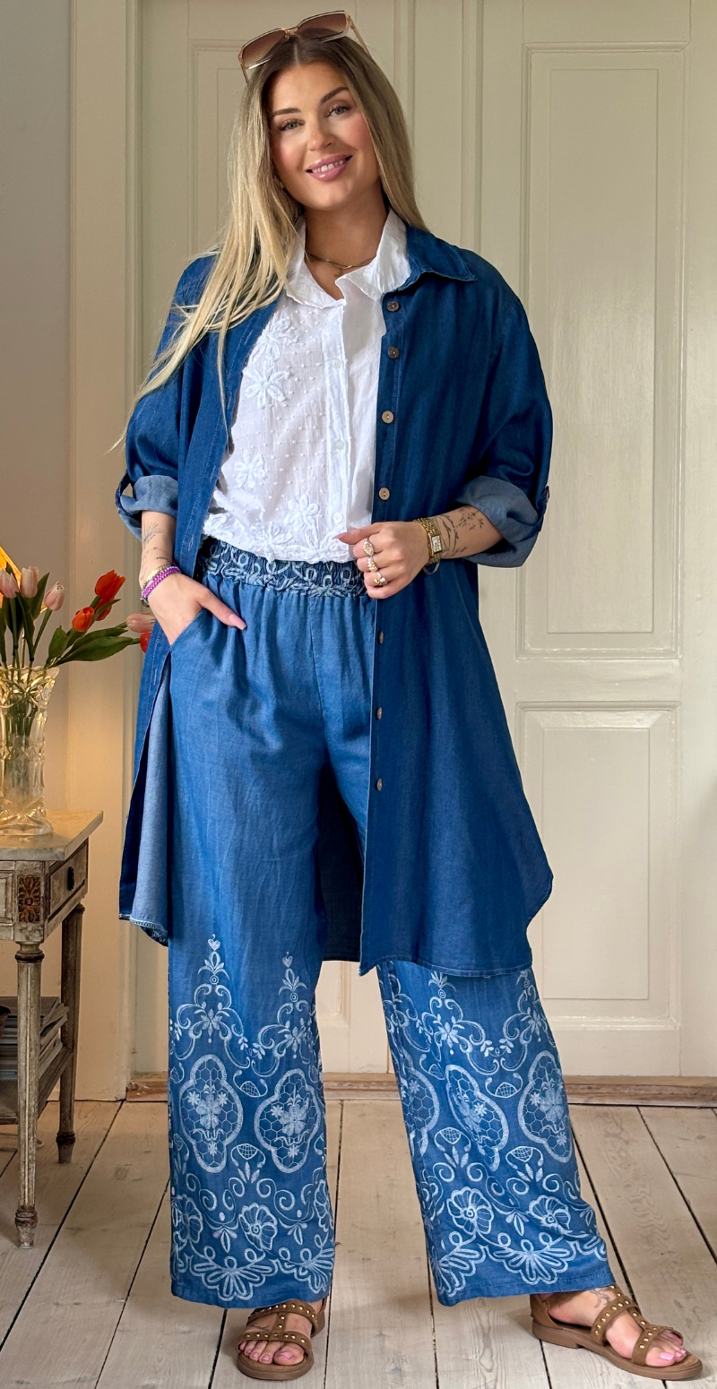 Ivy denim kjole med knapper dark jeans LikeLondon