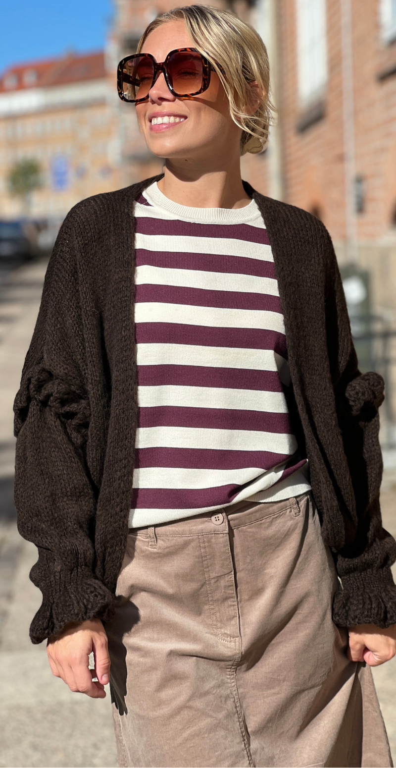 Morla strikbluse med striber fig/birch B.young