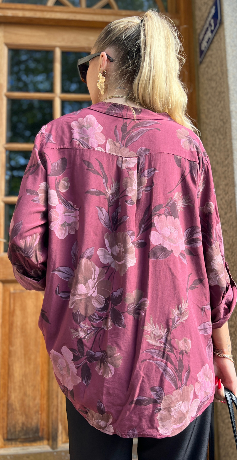 Palma bluse med blomsterprint bordeaux LikeLondon