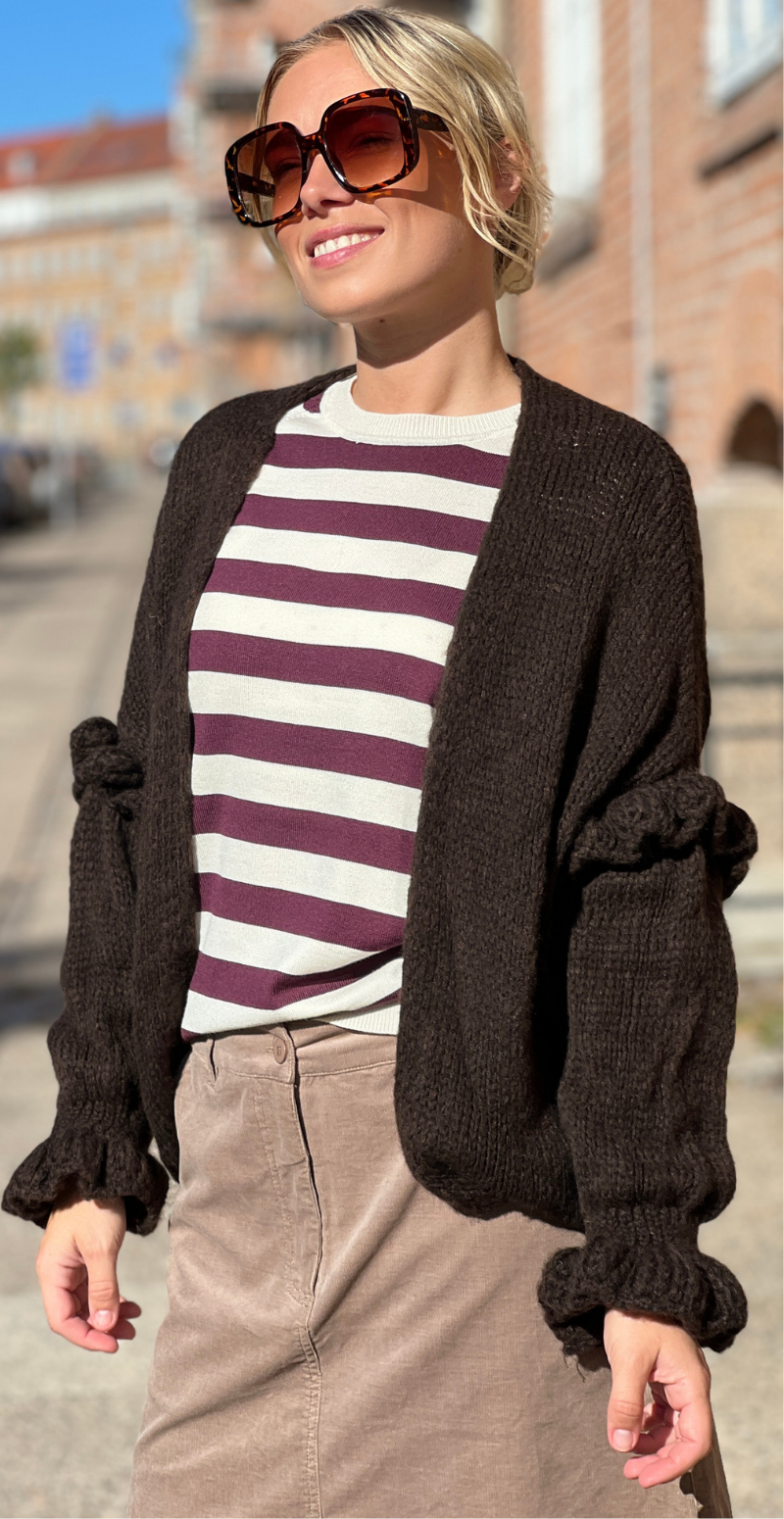 Morla strikbluse med striber fig/birch B.young