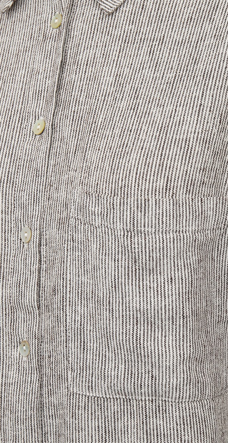 Lava hørskjorte med brystlomme coffee bean w. star off-white Freequent