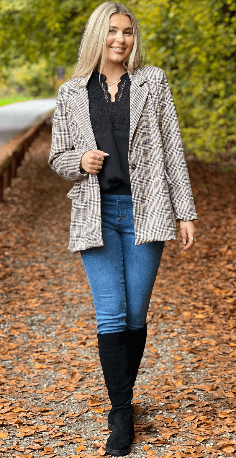 Cheryl blazer med tern beige LikeLondon