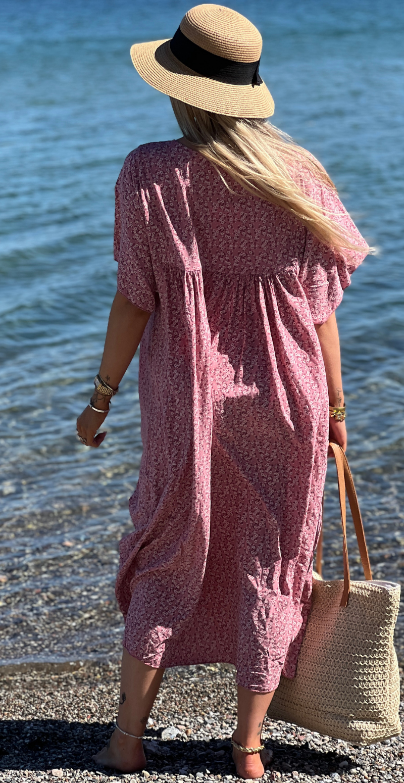 Vigga blomstret maxikjole rosa LikeLondon