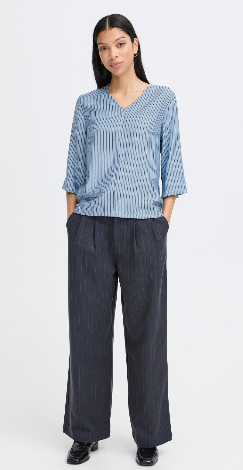 Fie bluse med v-hals og striber eclipse mix B.young