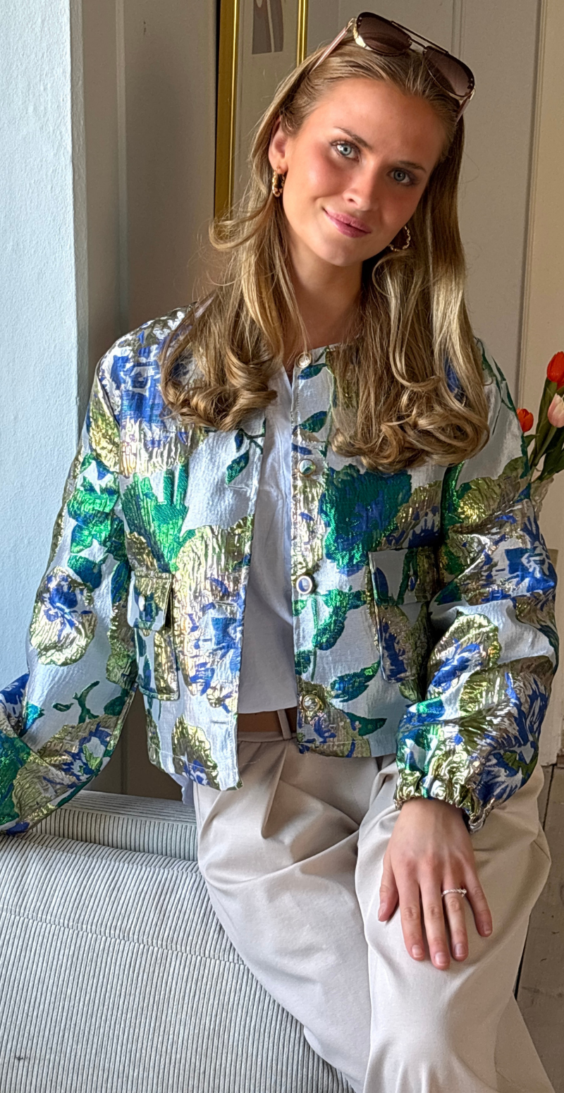 Fay jakke med gulddetaljer zen blue w. ultramarine Freequent