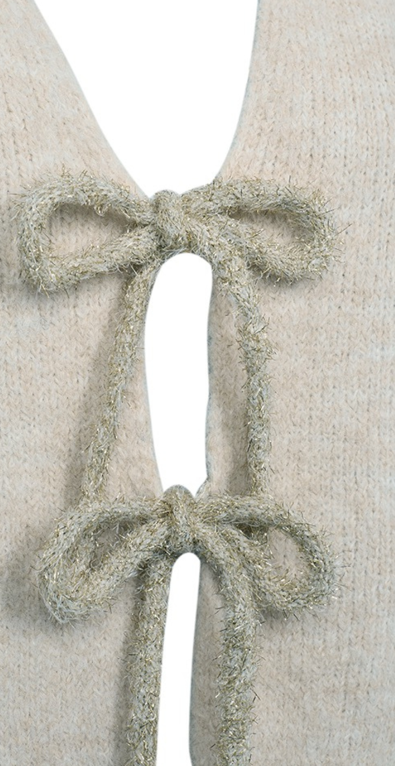 Lullo cardigan med bindebånd moonbeam melange Freeequent