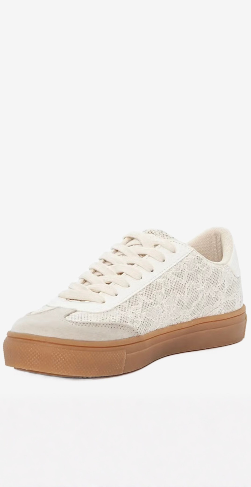 Sneaker i retrolook med snøre beige Duffy