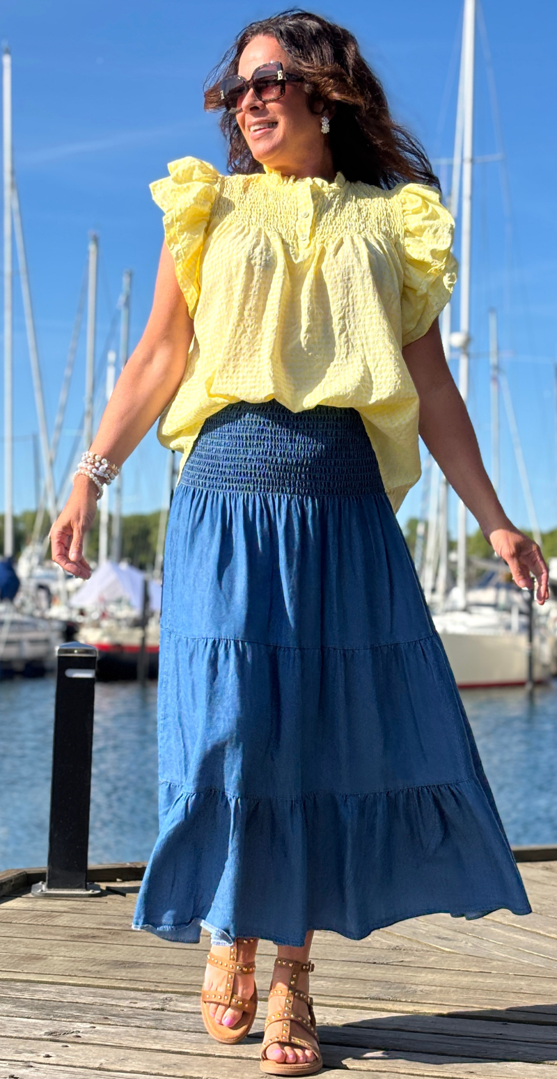 Filippa nederdel og kjole i denim LikeLondon