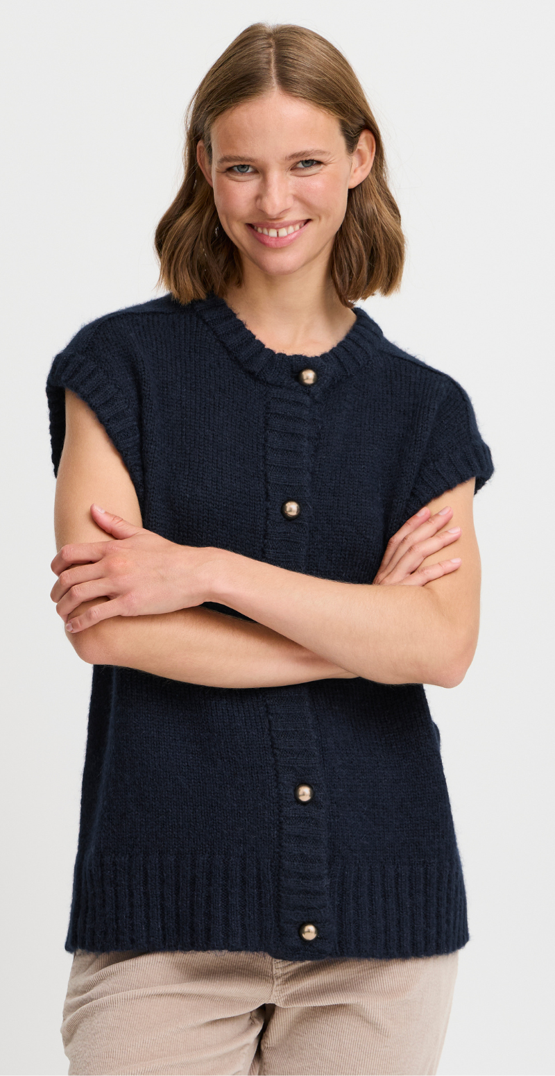 Oksana strikvest navy blazer melange