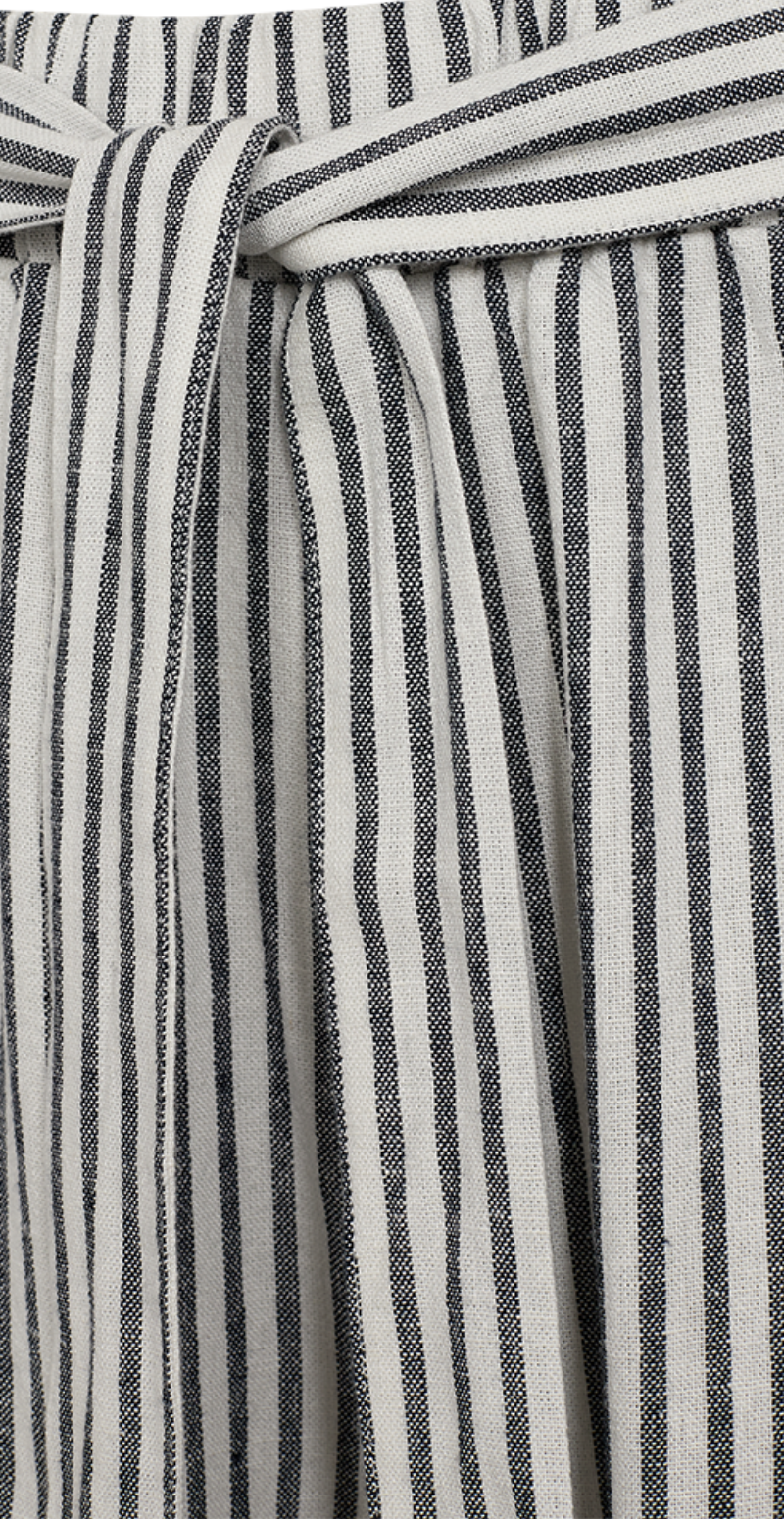 Lavisco hørbukser med lommer og bindebånd offwhite w. navy