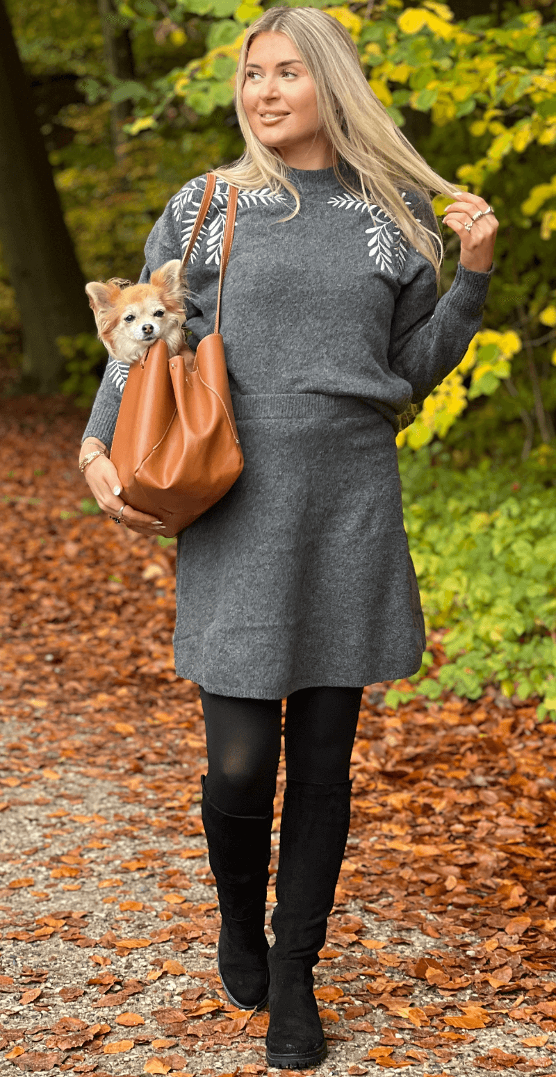 Magge strik dark grey melange