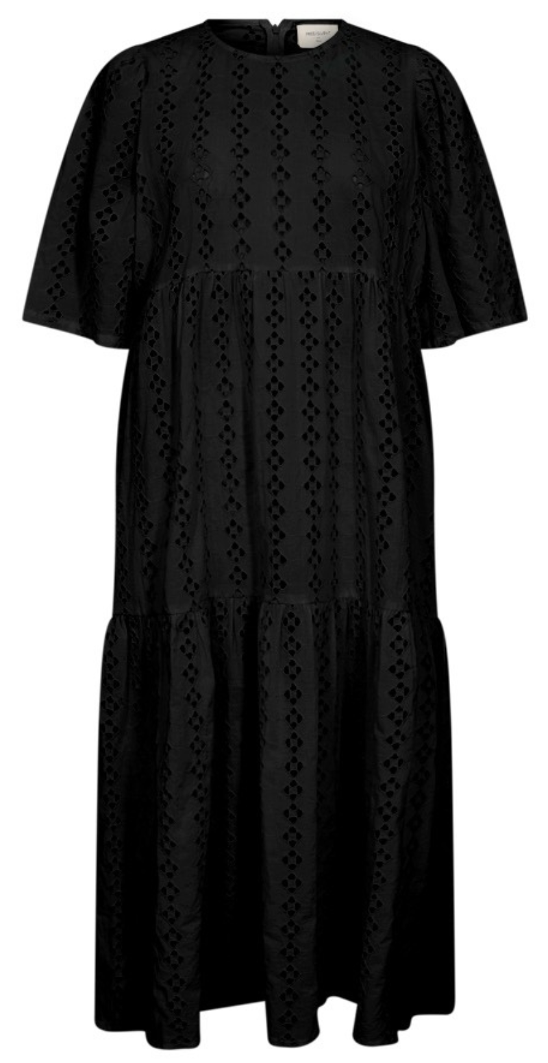 Londa kjole med broderi anglaise sort Freequent