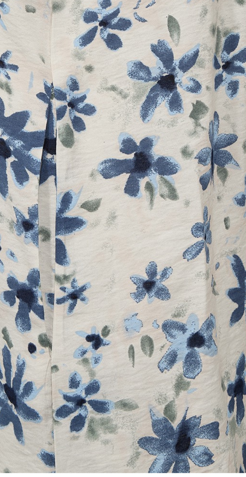 Jovi kjole med pufærmer og blomstermønster moonbeam w. vintage indigo Freequent