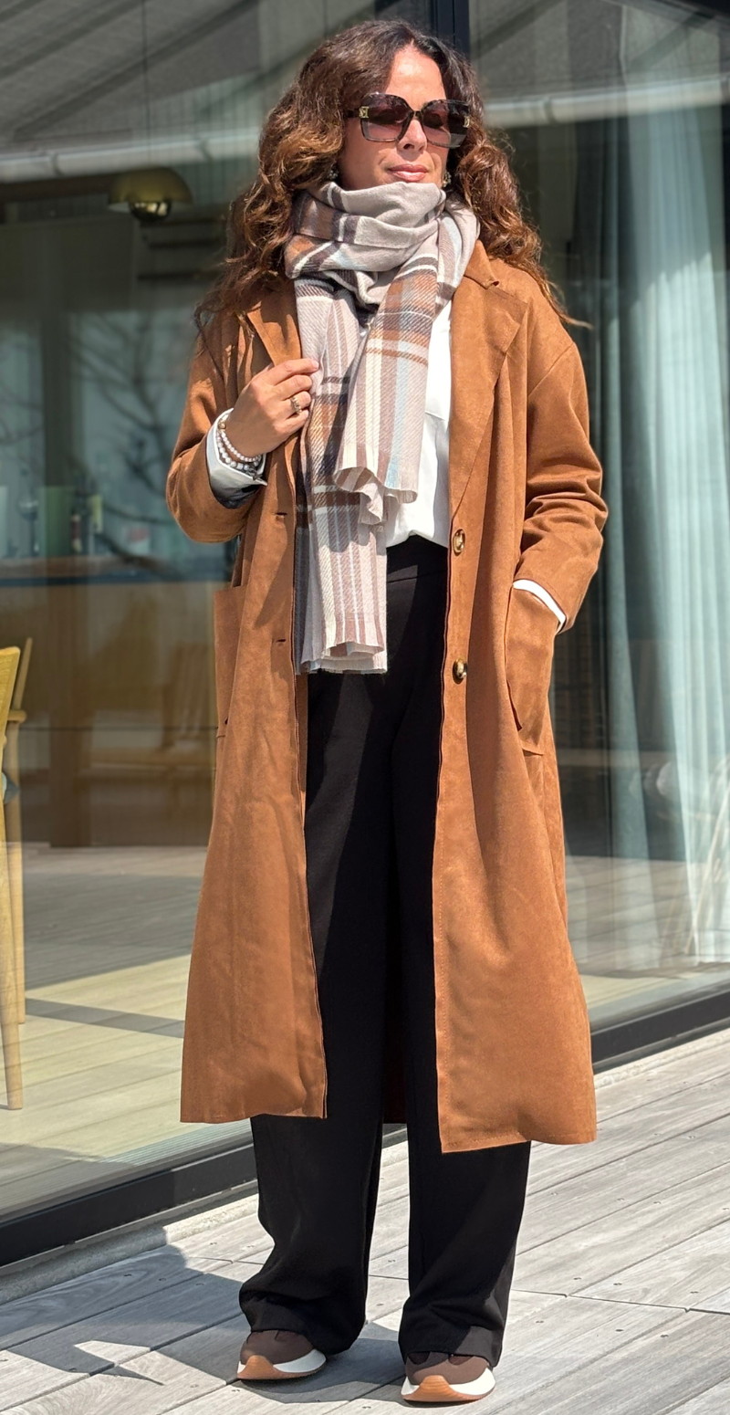 Tørklæde med tern taupe LikeLondon