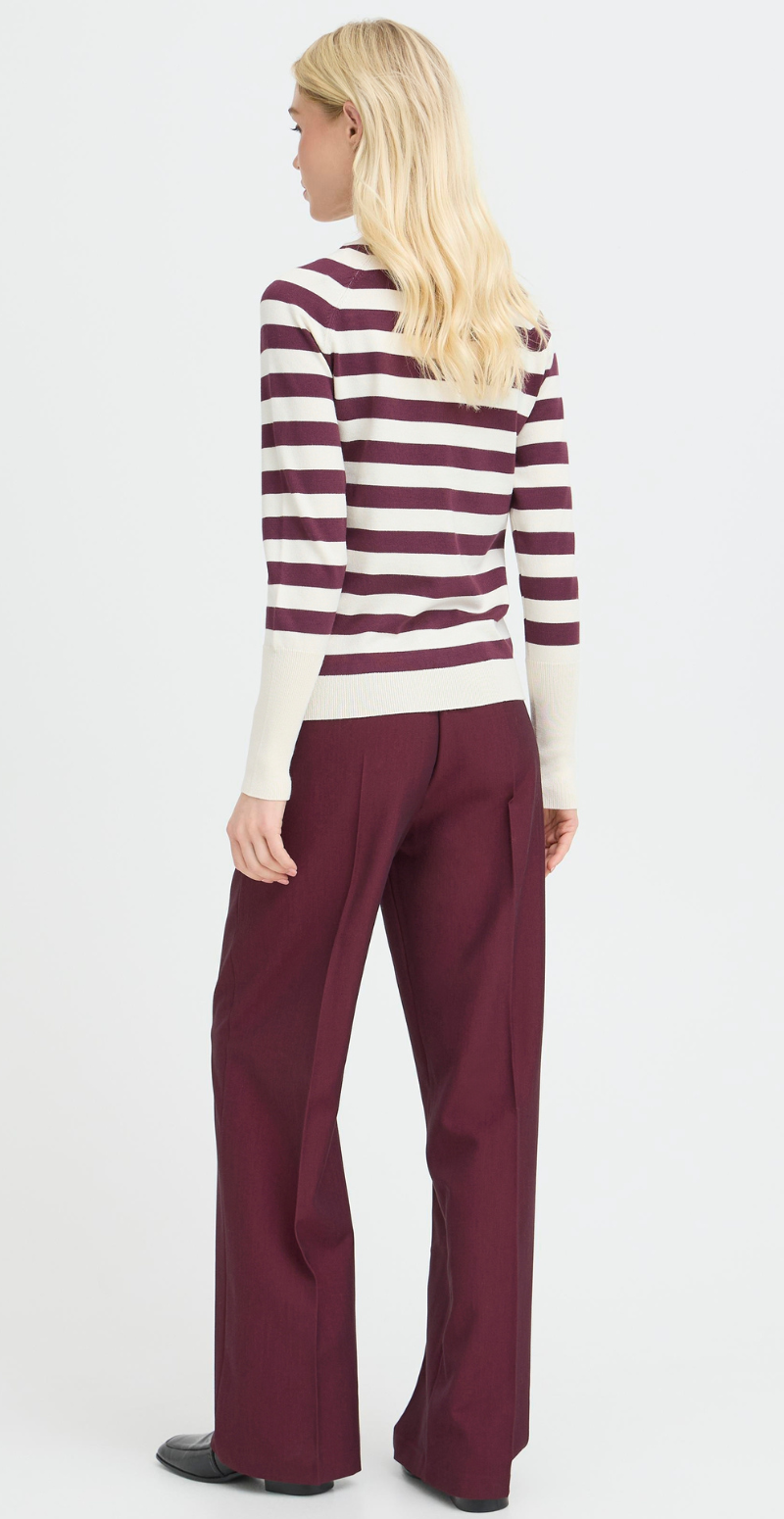 Morla strikbluse med striber fig/birch B.young