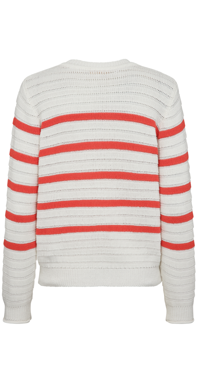 Sail cardigan med striber off-white w. bittersweet