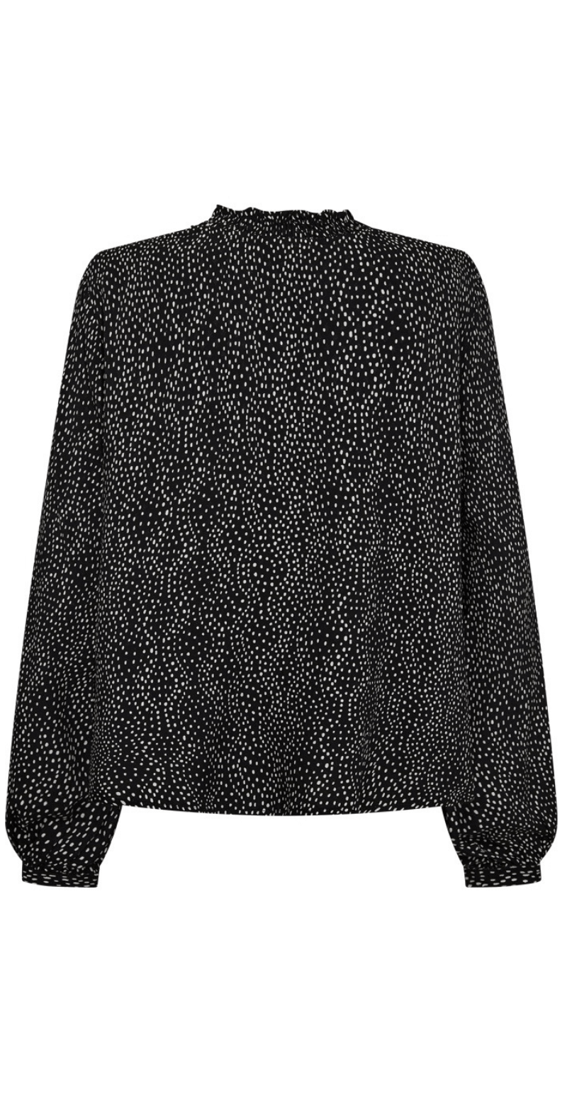 Adney bluse med prikker black w. moonbeam