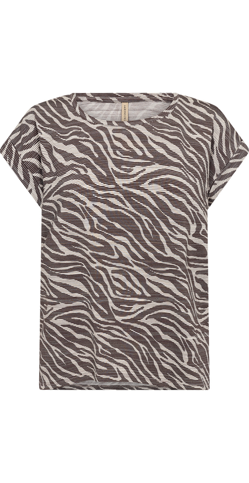 Galina t-shirt med zebraprint mørkbrun Soyaconcept