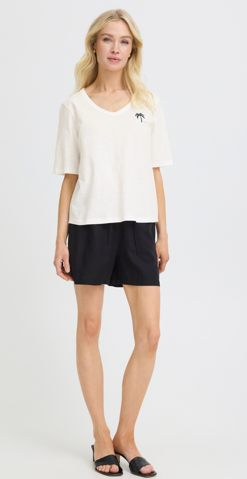 Palora bluse med v-hals og palme marshmallow B.young