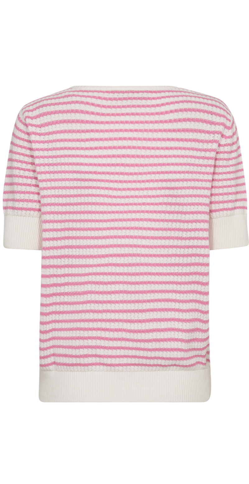 Dodo pullover med striber hvid w. fuchsia