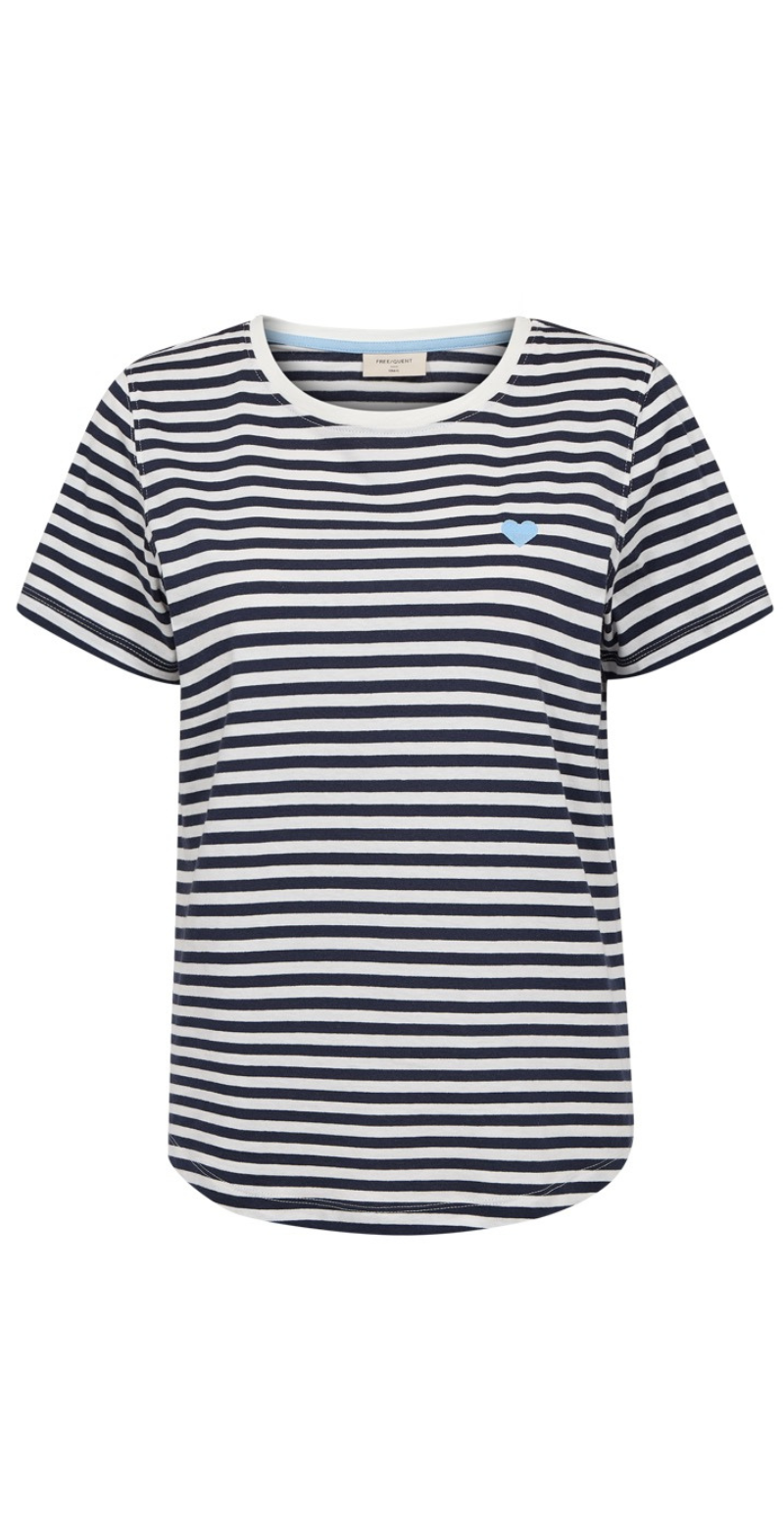 Mian bluse med striber star off-white w. navy blazer Freequent