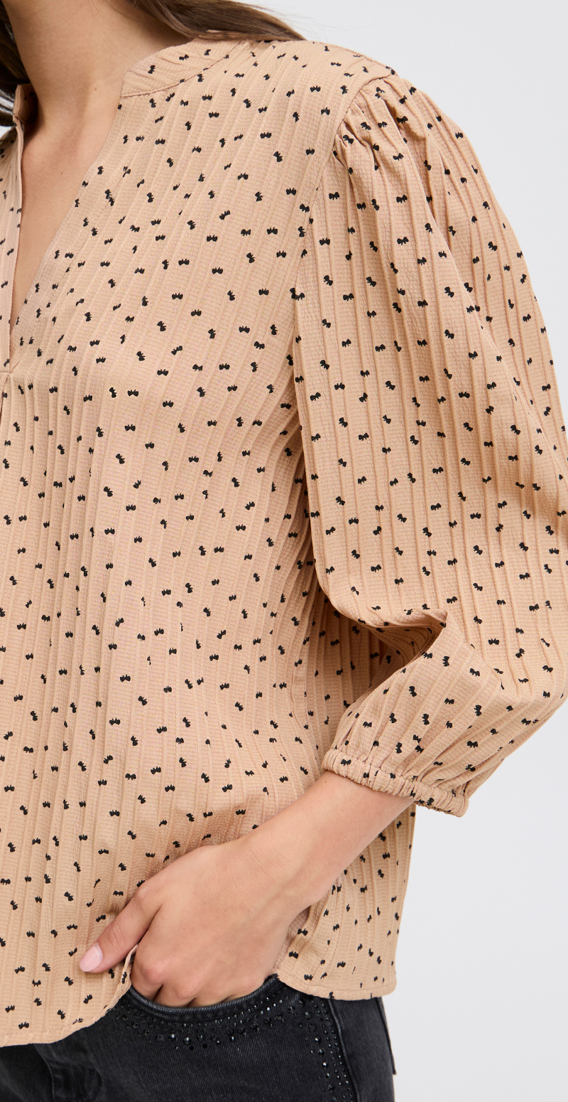 Ibow bluse med små sløjfer roebuck mix B.young