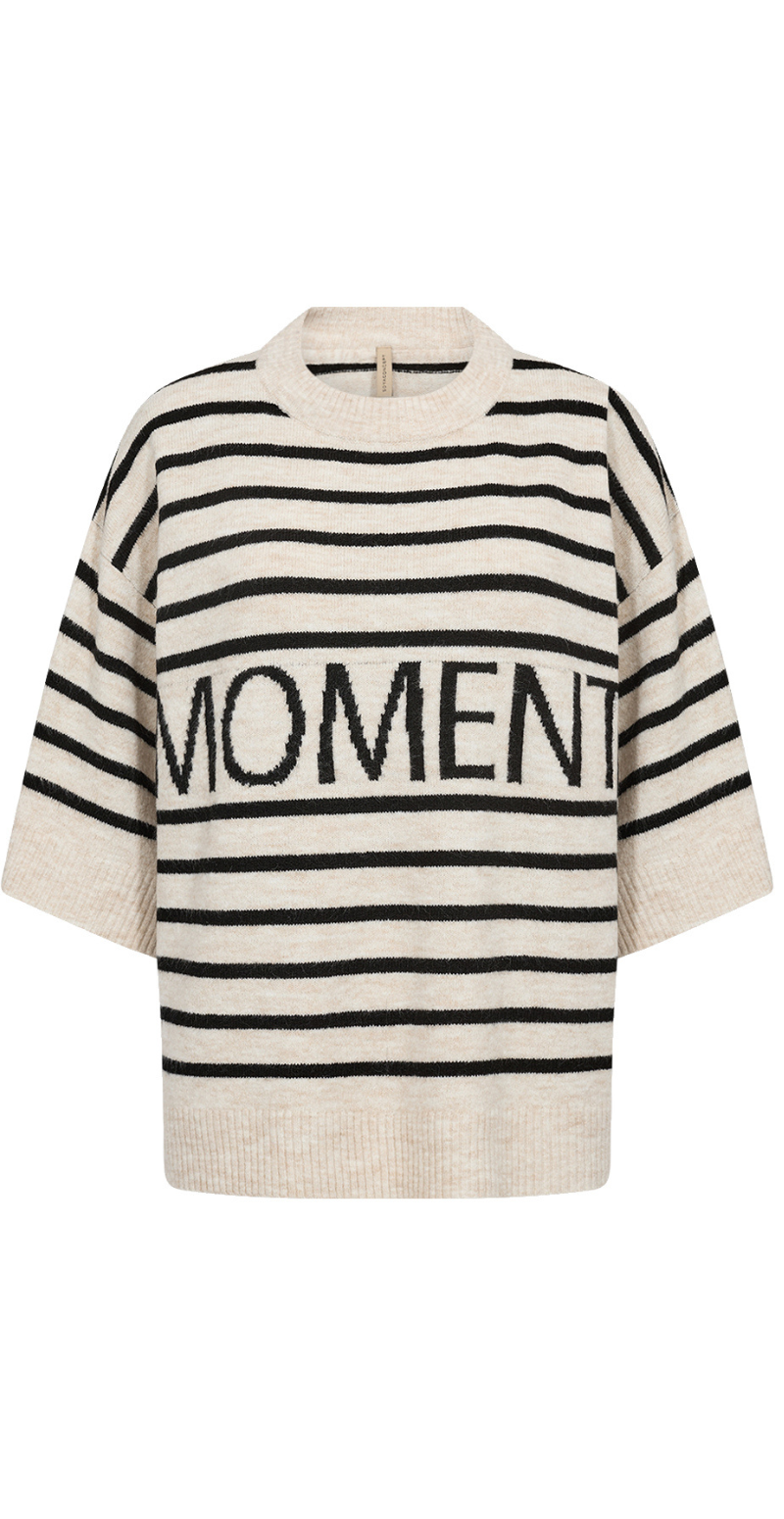 Orlean pullover med striber og "Moment" off-white LikeLondon