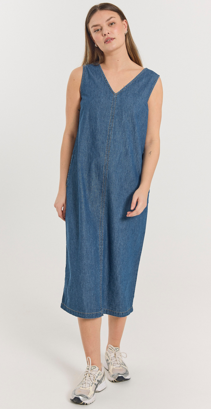 Lisea denim kjole medium blue denim
