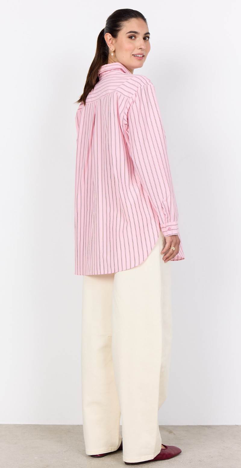 Maribella skjortebluse med striber lyserød LikeLondon