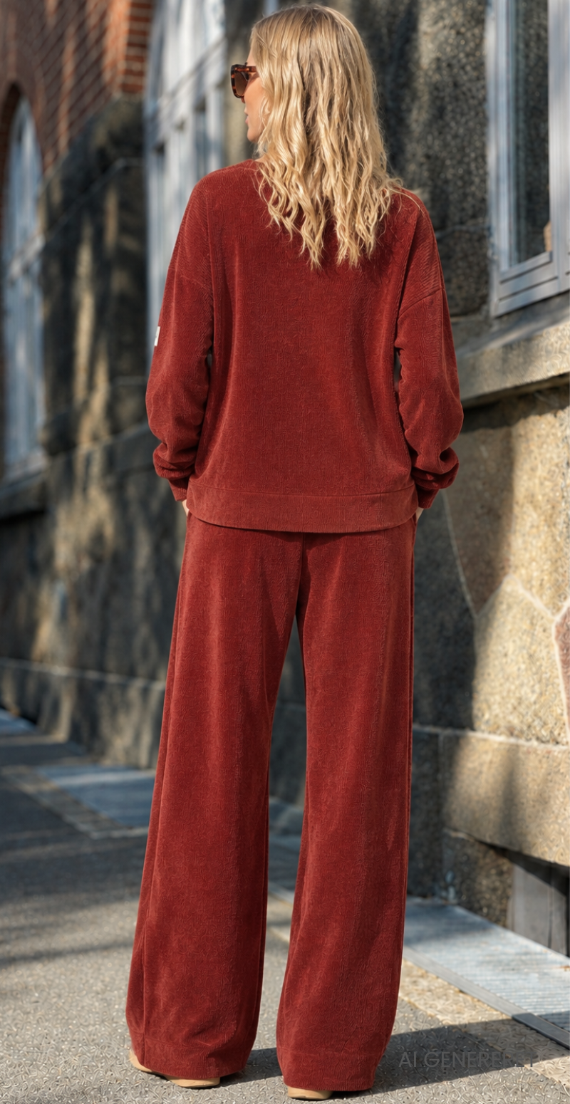 Nette sweat sæt i velour/fløjl coccio LikeLondon