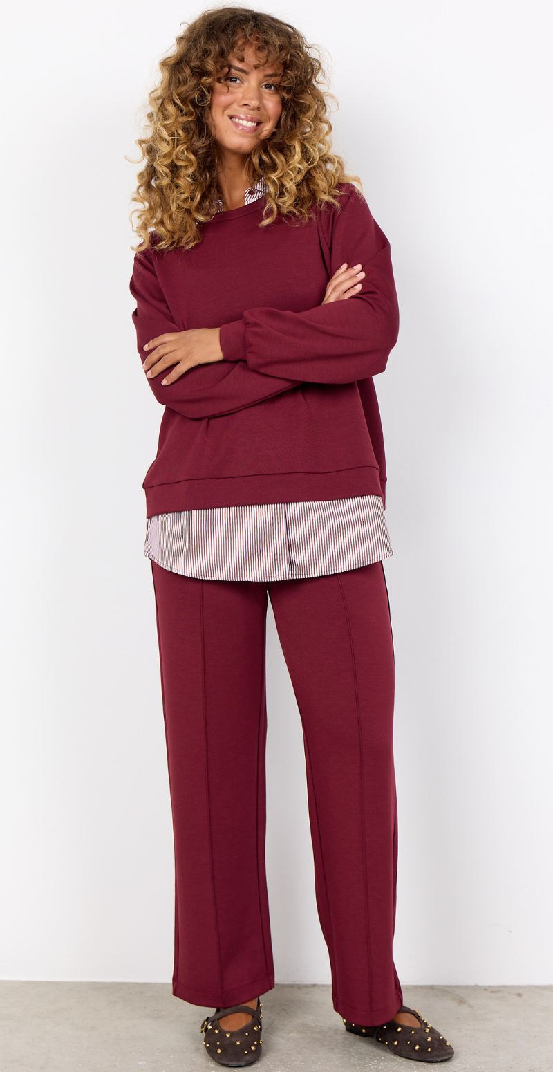 Julia bluse med skjortekant bordeaux